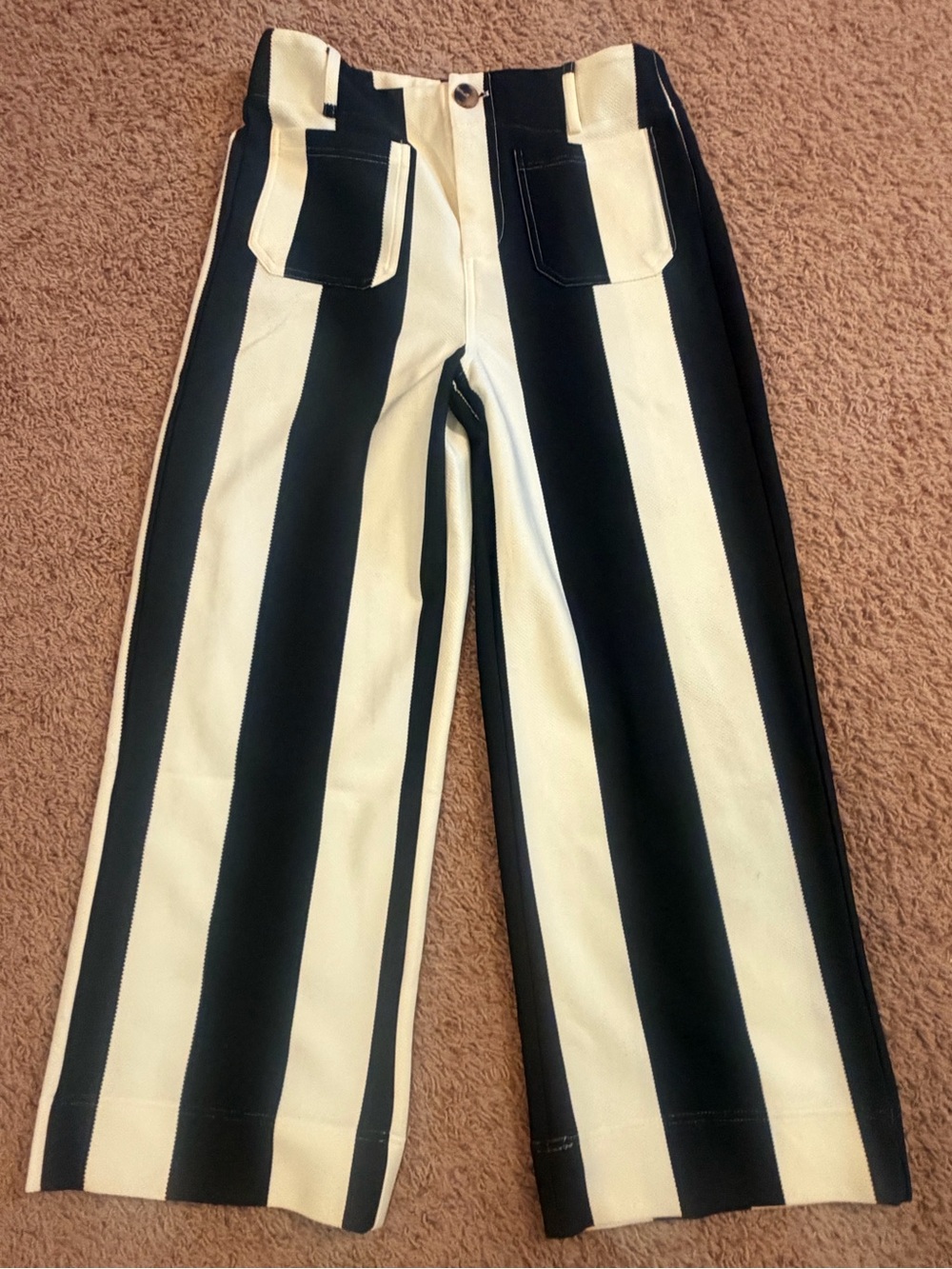 glam Boutique Black and Cream Vertical Stripe Wide-Leg Pants